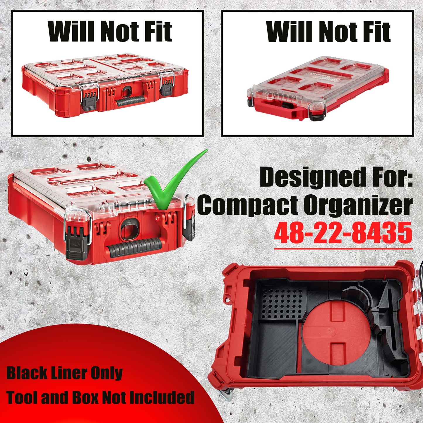 Tidy Tool Packout Insert for M18 FUEL Router and Accessories- Milwaukee Compact Organizer