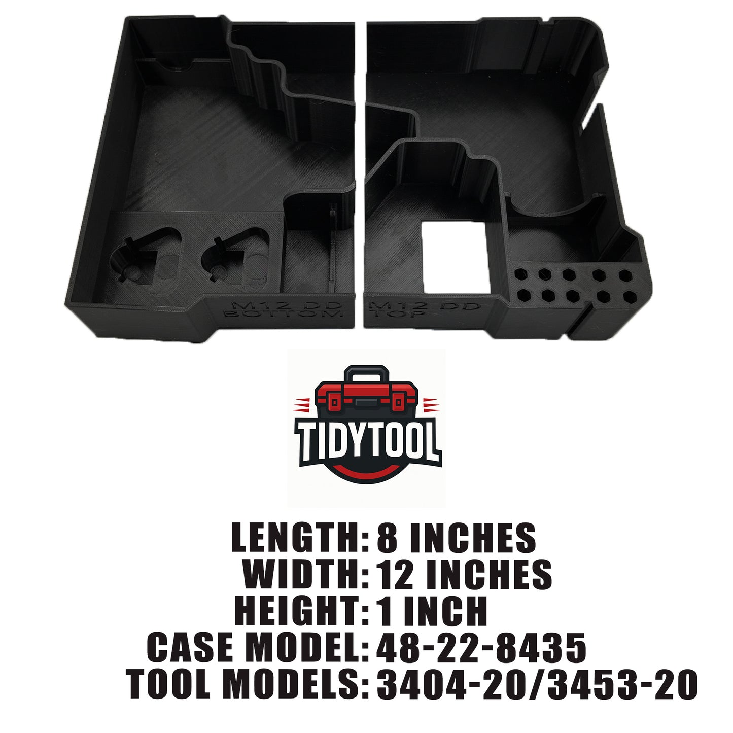 Tidy Tool Packout Insert for M12 Fuel Drill/Driver and Impact- Milwaukee Compact Organizer V3