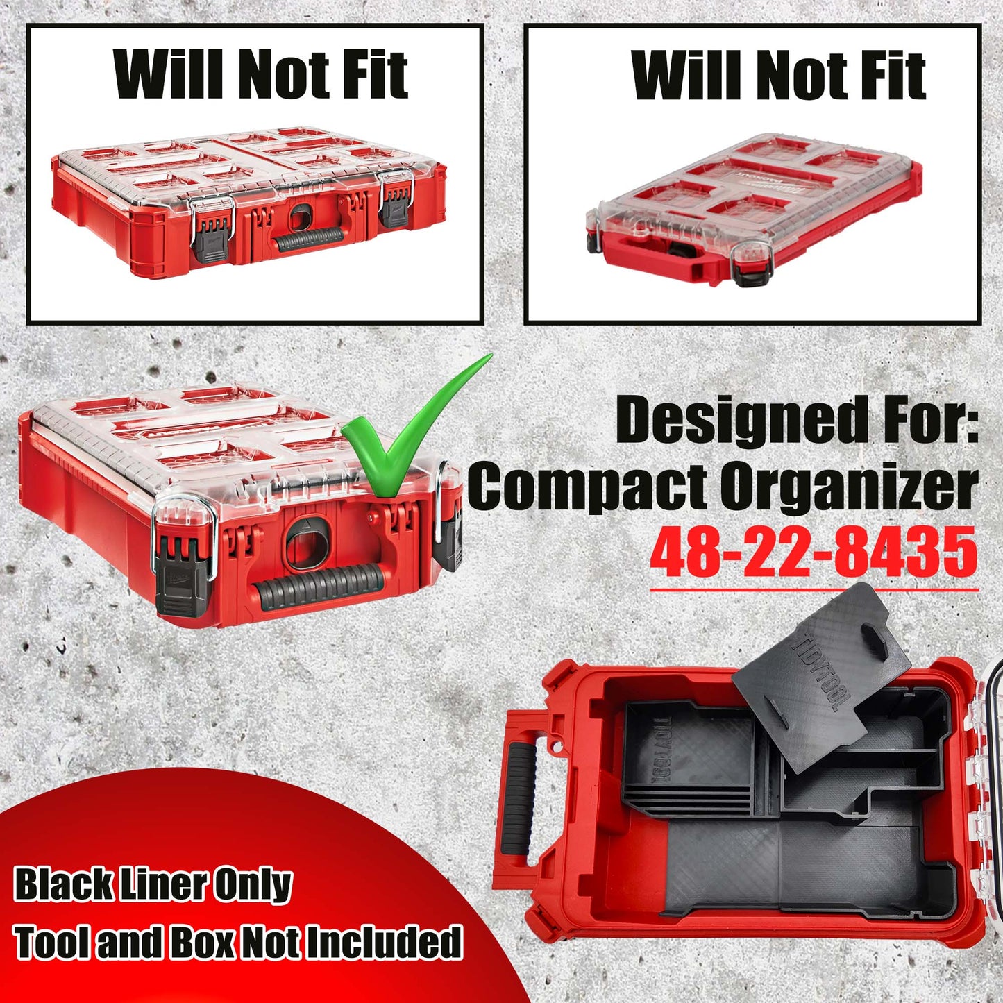 Tidy Tool Packout Insert for M18 Multi Tool Models 2836 and 2626 - Milwaukee Compact Organizer