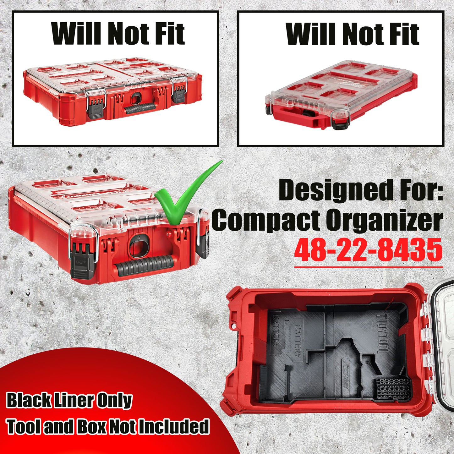 Tidy Tool Packout Insert for M18 Drill Driver and Impact- Milwaukee Compact Organizer V2