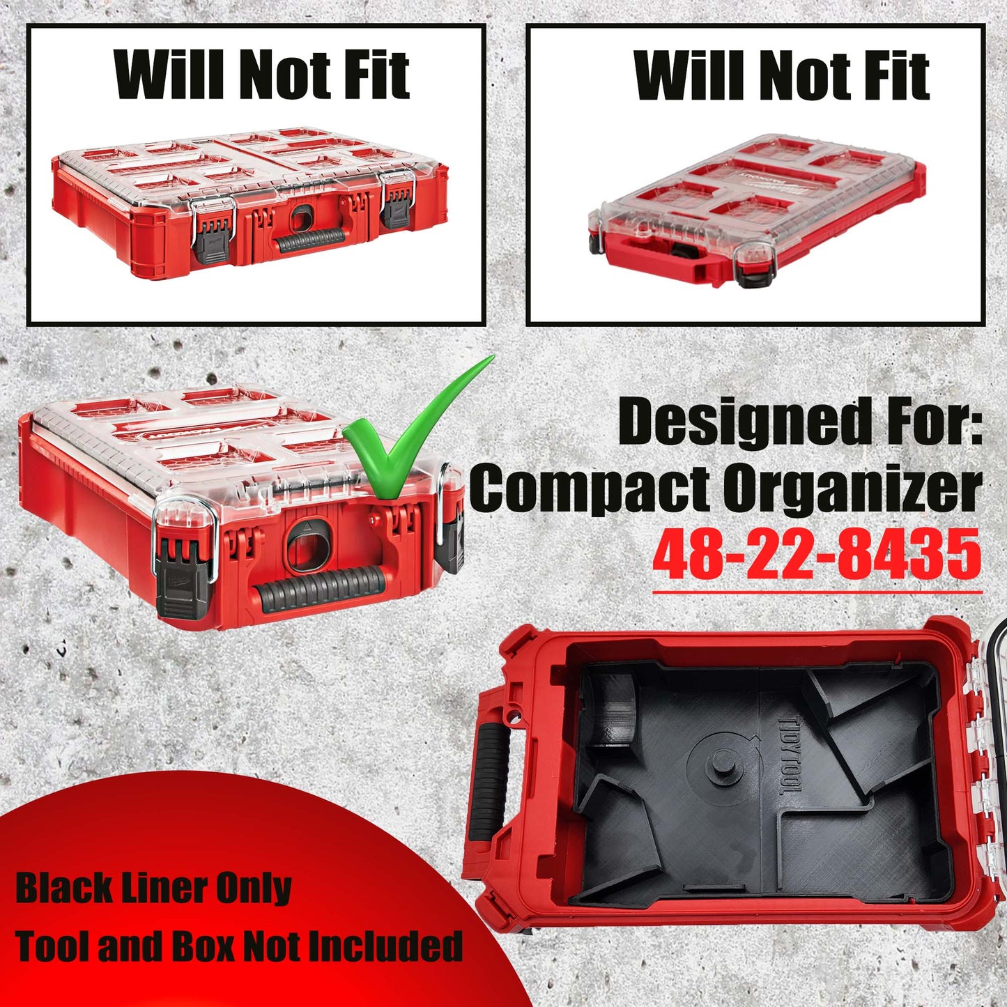 Tidy Tool Packout Insert for M18 Grinder Models 2880-20, 2881-20 and 2686-20 - Milwaukee Compact Organizer