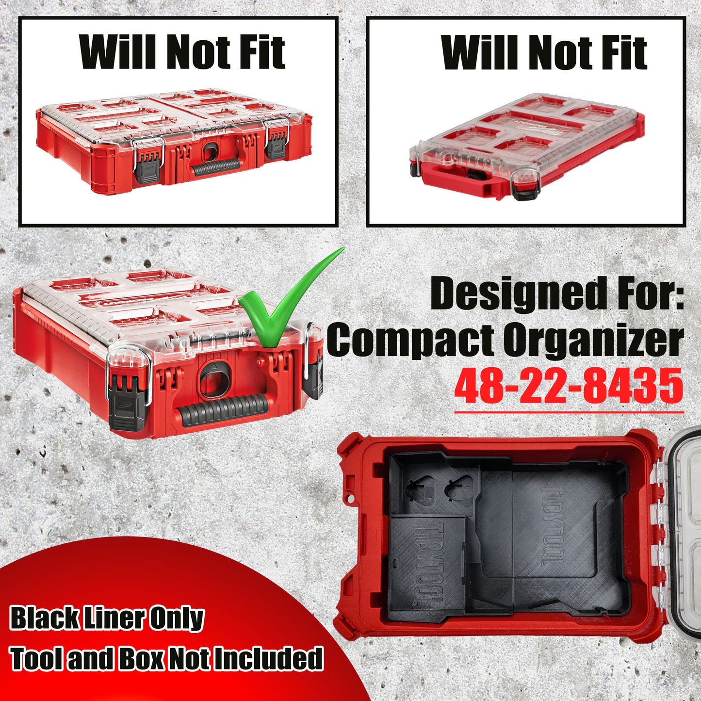 Tidy Tool Packout Insert for M12 Crown Stapler and Milwaukee Compact Organizer