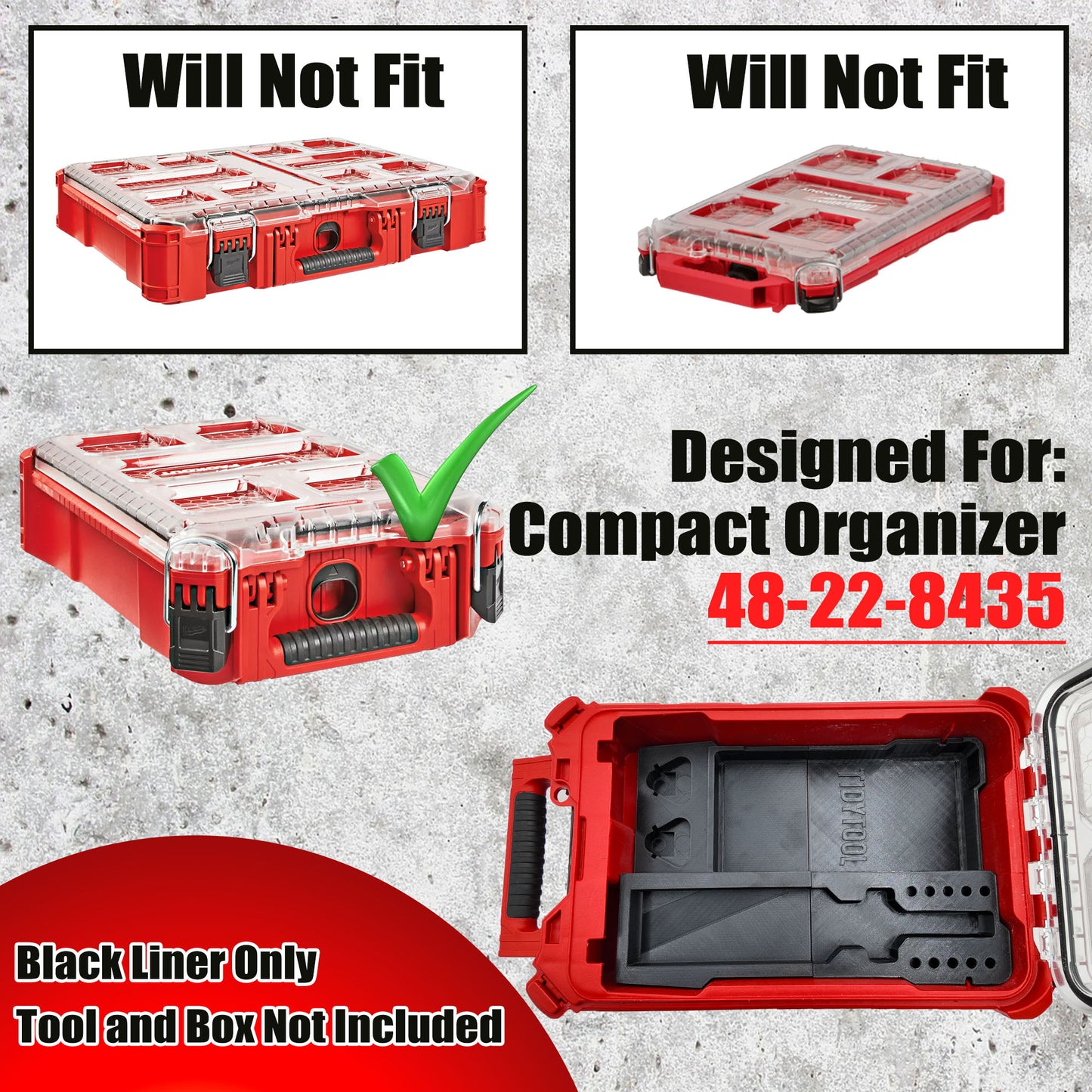 Tidy Tool Packout Insert for M12 Soldering Iron and Milwaukee Compact Organizer