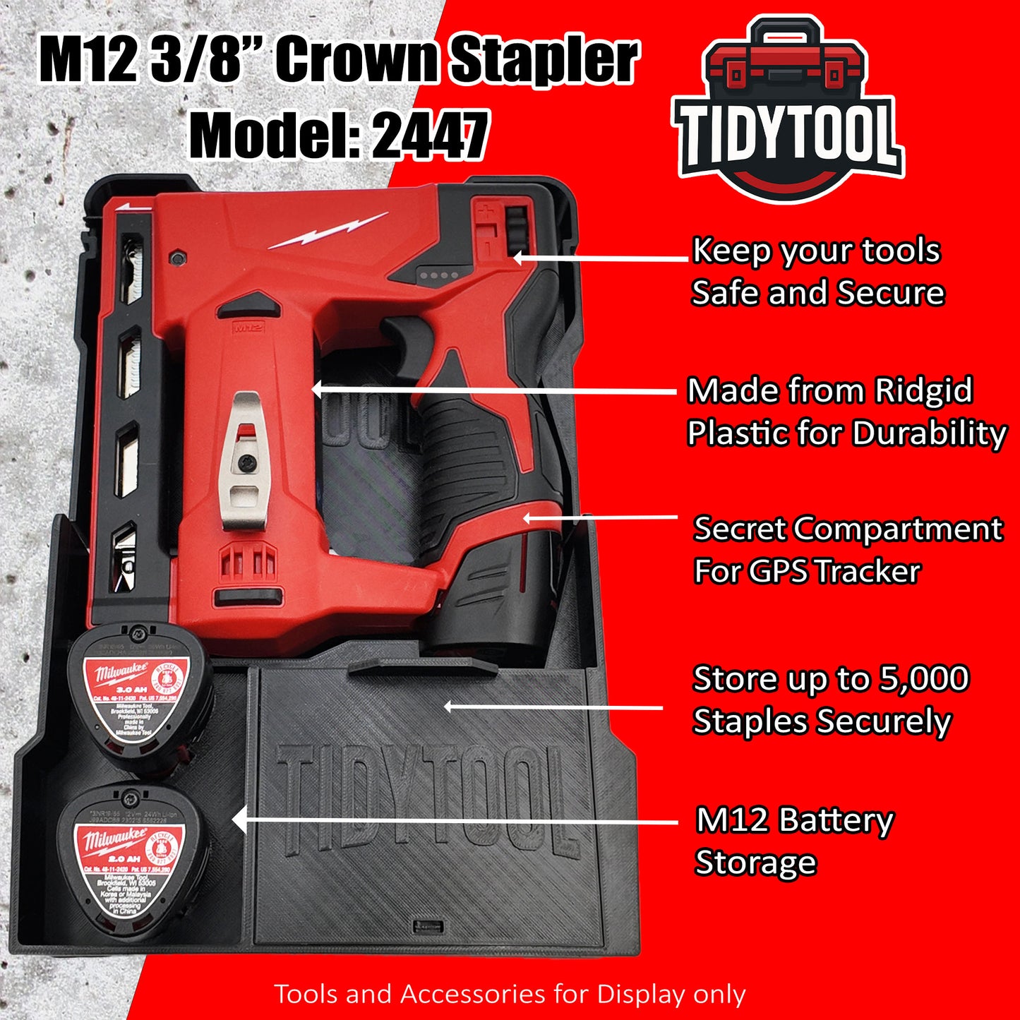 Tidy Tool Packout Insert for M12 Crown Stapler and Milwaukee Compact Organizer