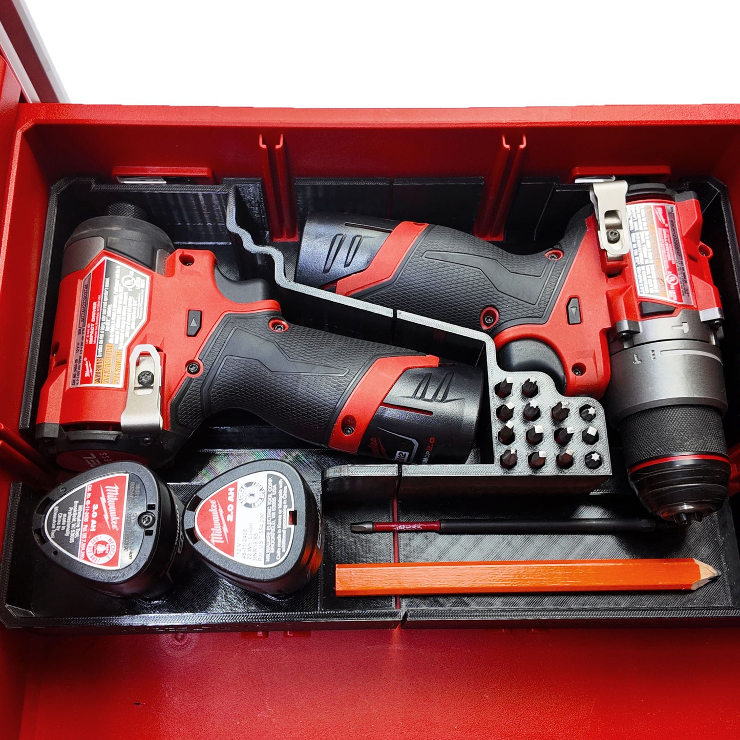 TidyTool Drawer Liner for Milwaukee M12 FUEL Drill/Driver and impact- Packout 3 Drawer Tool Box