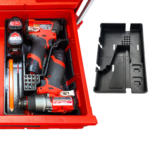 TidyTool Drawer Liner for Milwaukee M12 FUEL Drill/Driver and impact- Packout 3 Drawer Tool Box