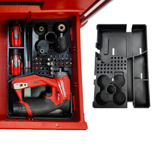 TidyTool Drawer Liner for Milwaukee M12 FUEL Installation Drill and Packout 3 Drawer Tool Box