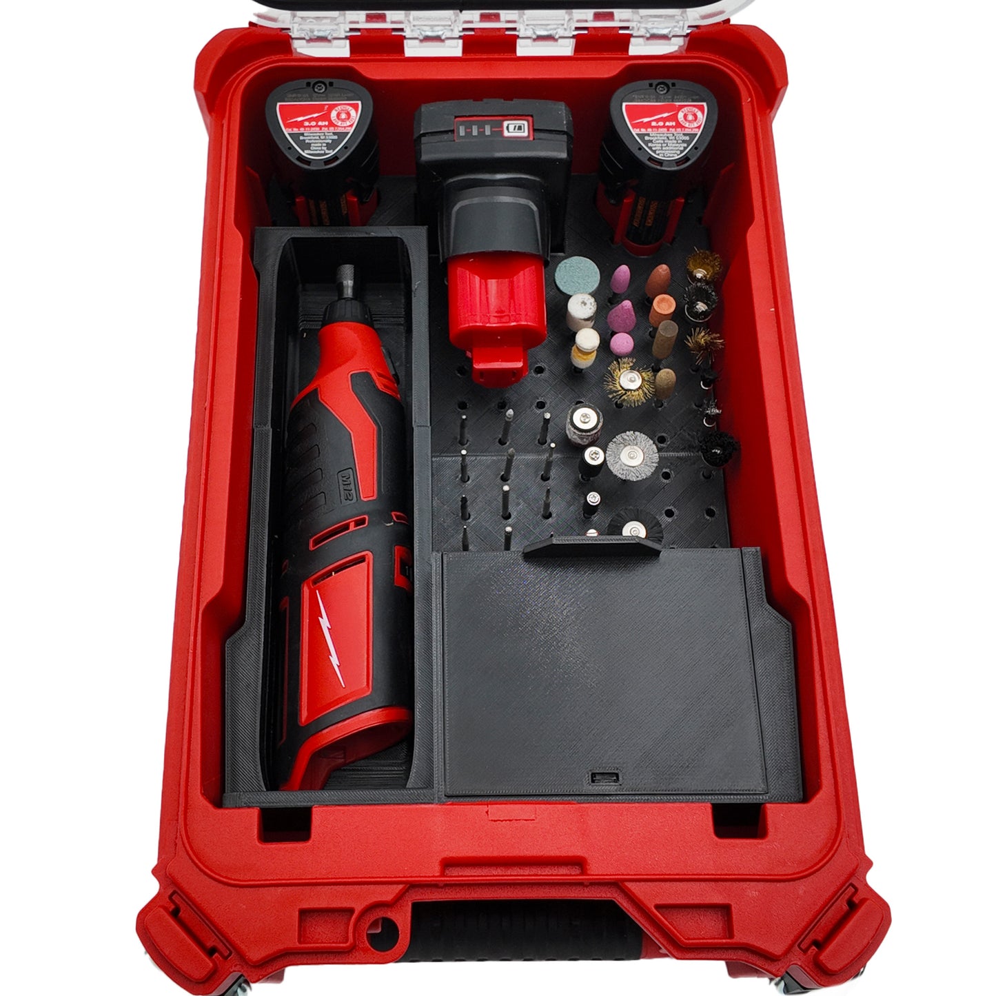Tidy Tool Packout Insert for M12 Rotary Tool and Accessories models 2460 and 2525- Milwaukee Compact Organizer