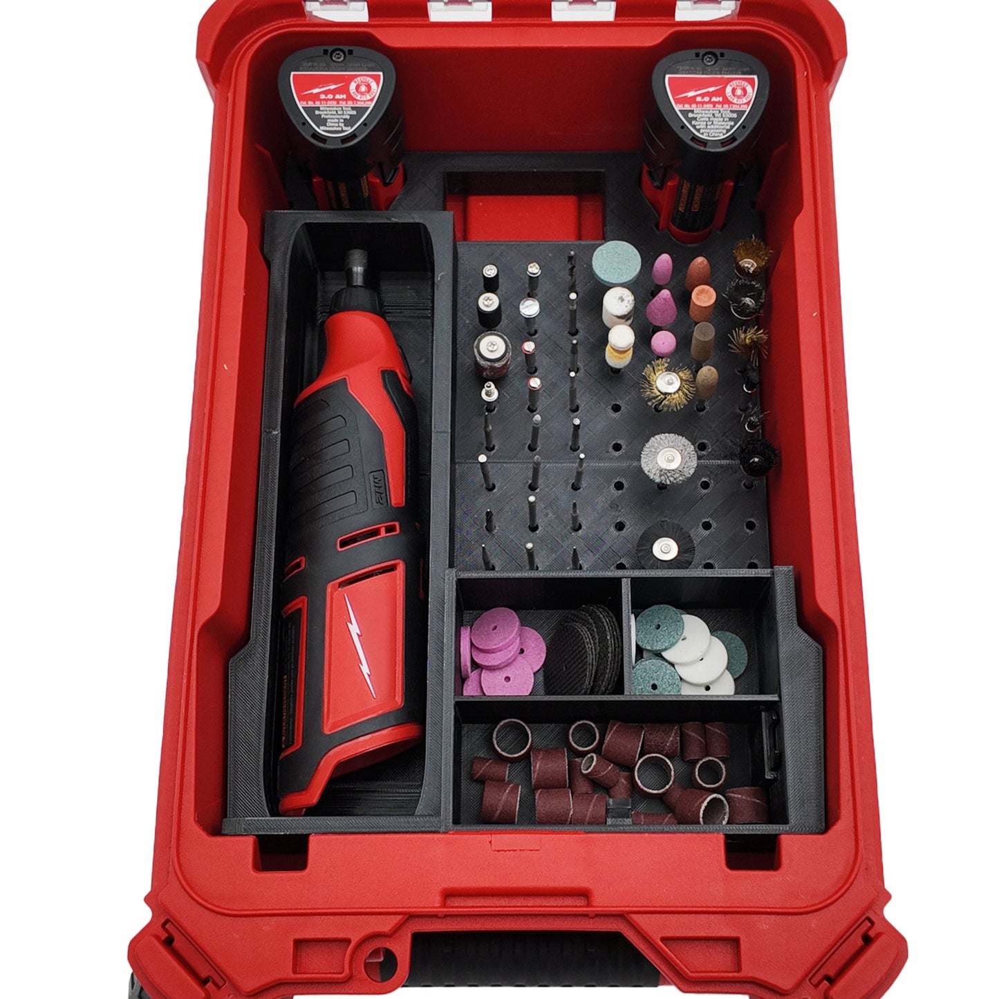 Tidy Tool Packout Insert for M12 Rotary Tool and Accessories models 2460 and 2525- Milwaukee Compact Organizer
