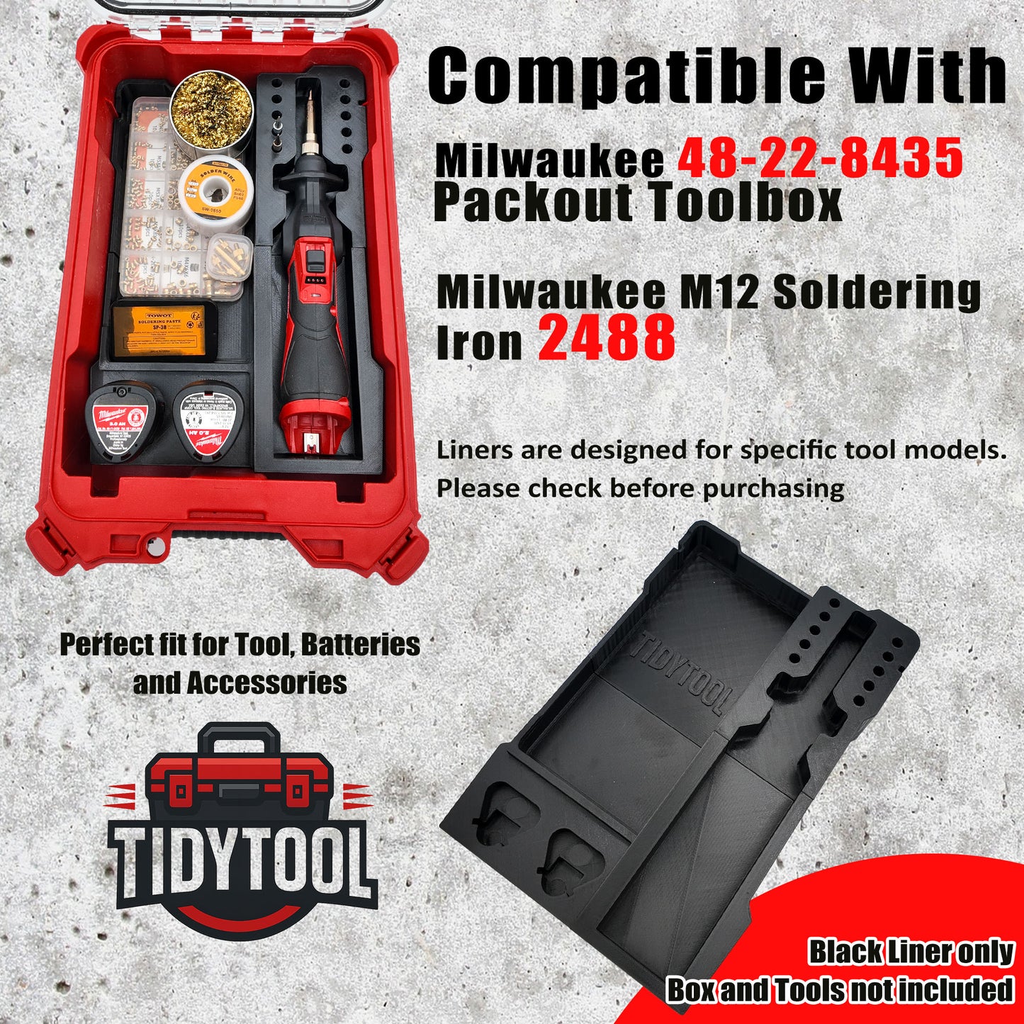 Tidy Tool Packout Insert for M12 Soldering Iron and Milwaukee Compact Organizer
