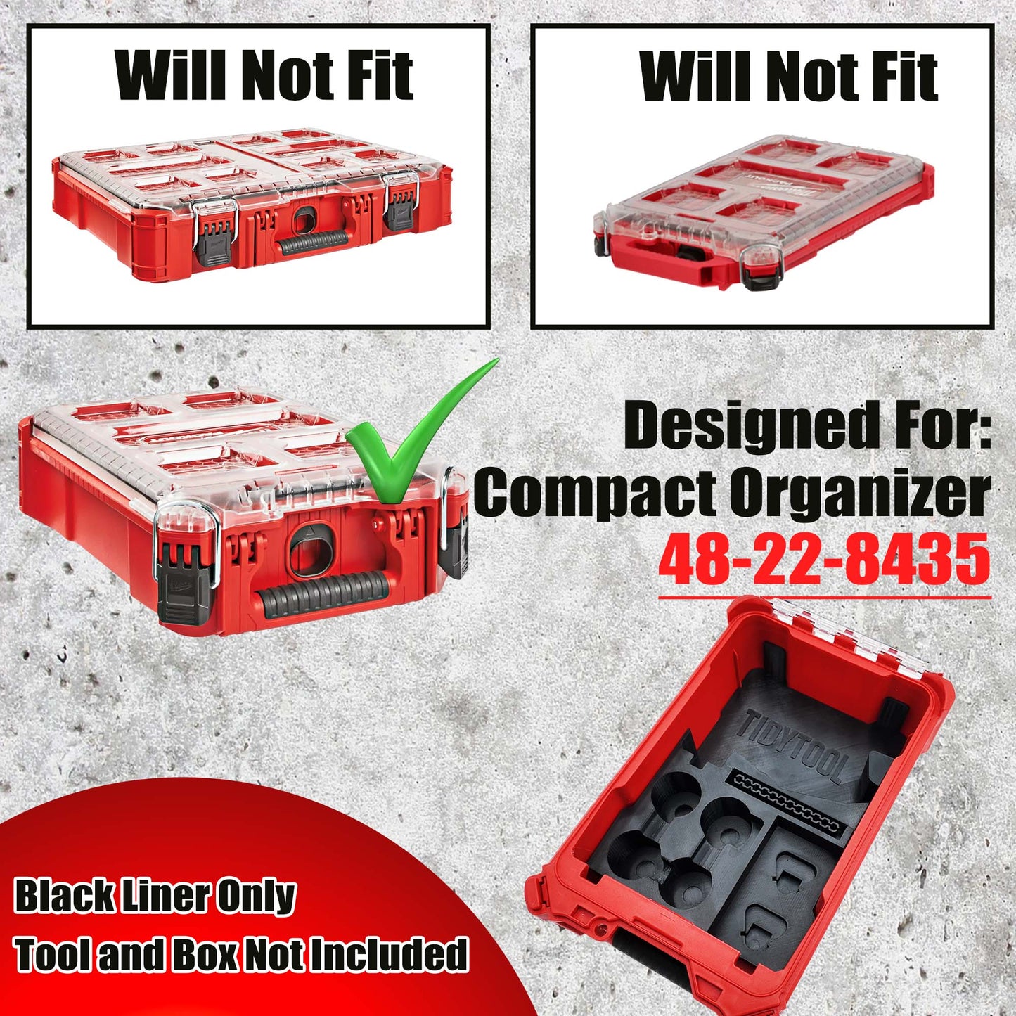 Tidy Tool Packout Insert for M12 FUEL Installation Drill and Milwaukee Compact Organizer