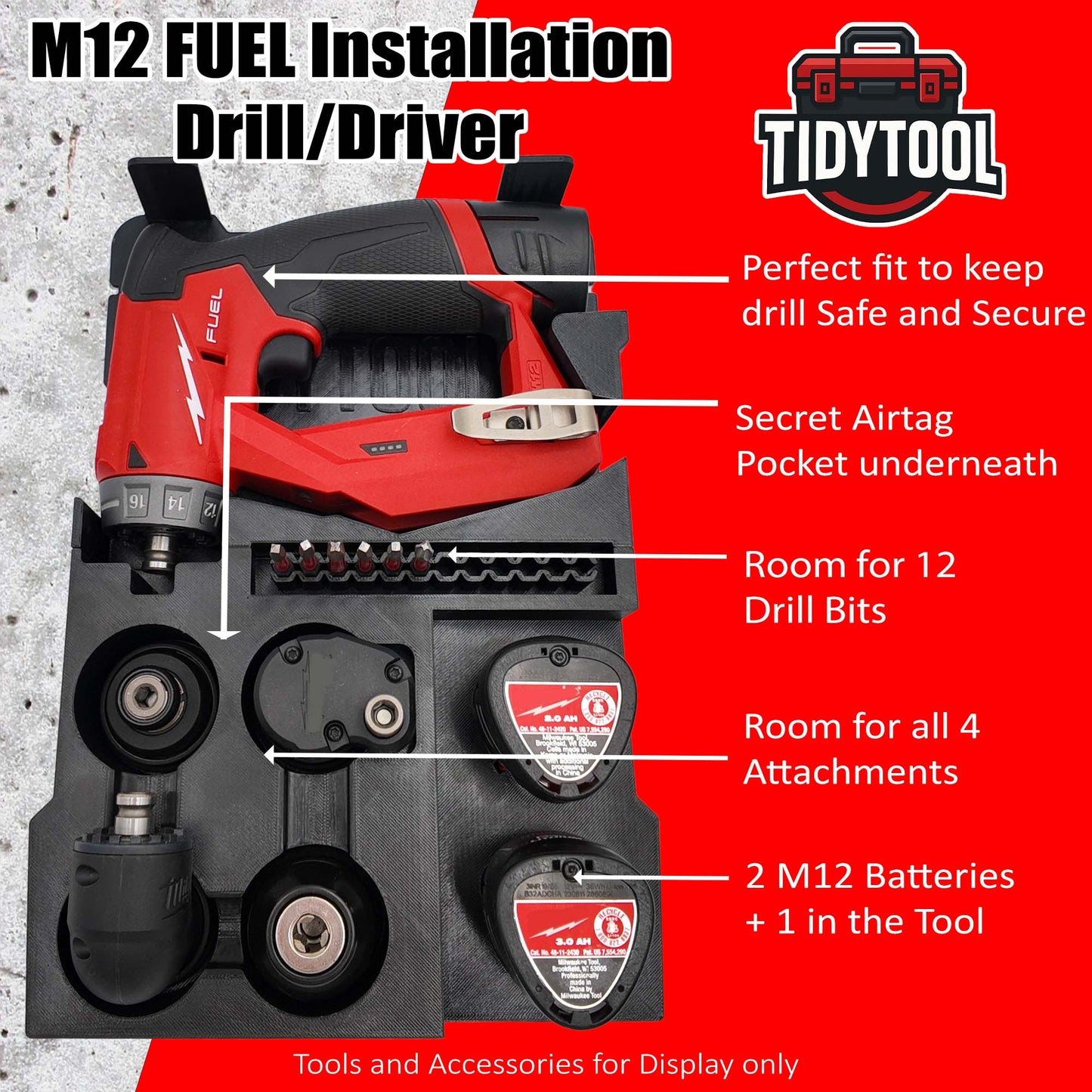 Tidy Tool Packout Insert for M12 FUEL Installation Drill and Milwaukee Compact Organizer