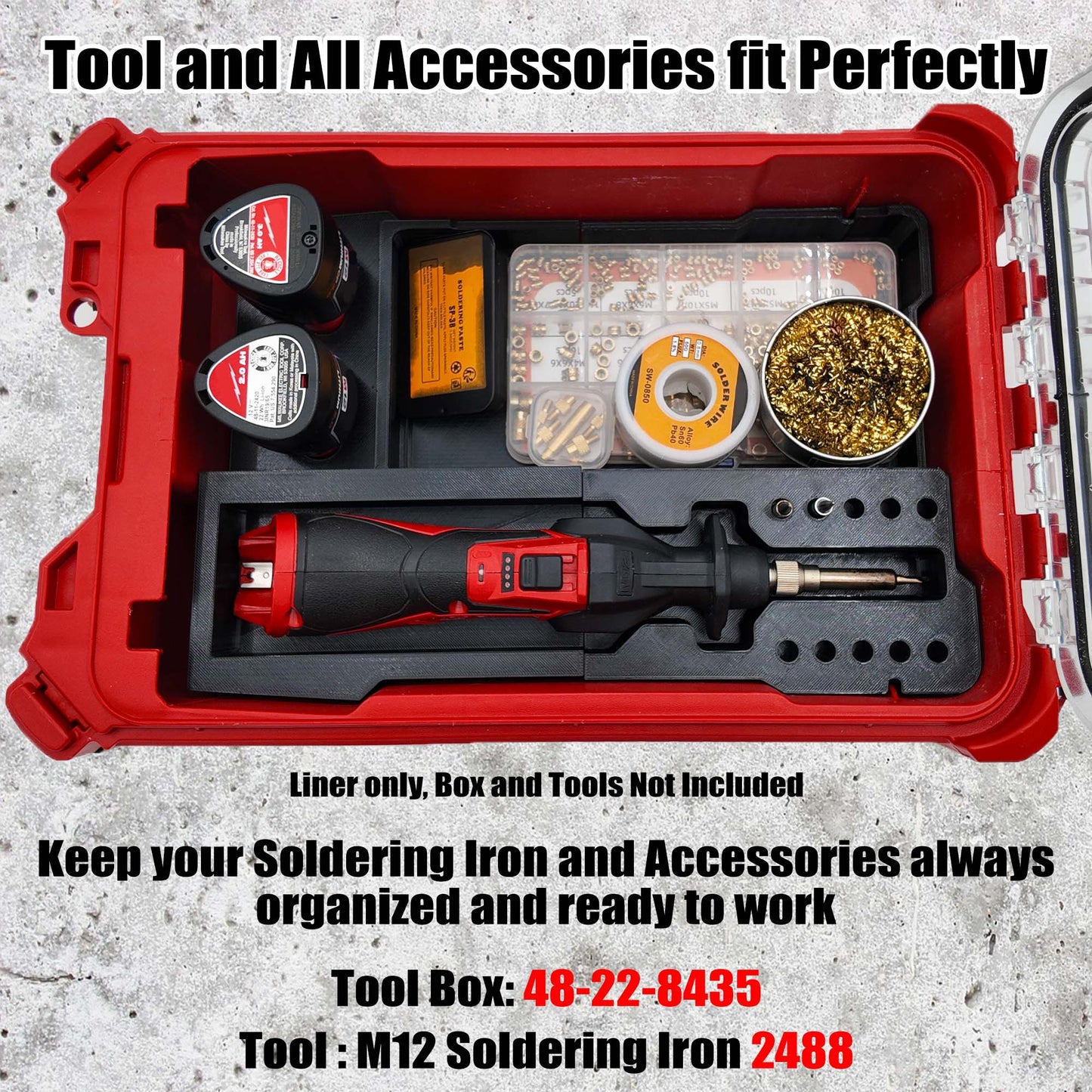 Tidy Tool Packout Insert for M12 Soldering Iron and Milwaukee Compact Organizer