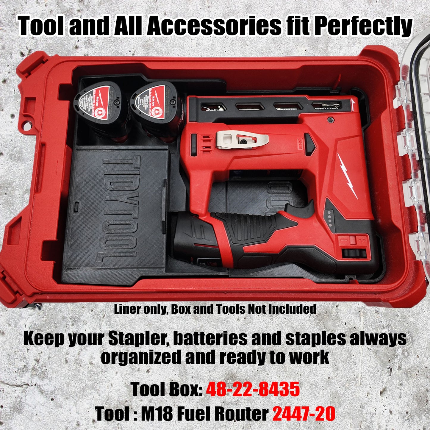 Tidy Tool Packout Insert for M12 Crown Stapler and Milwaukee Compact Organizer
