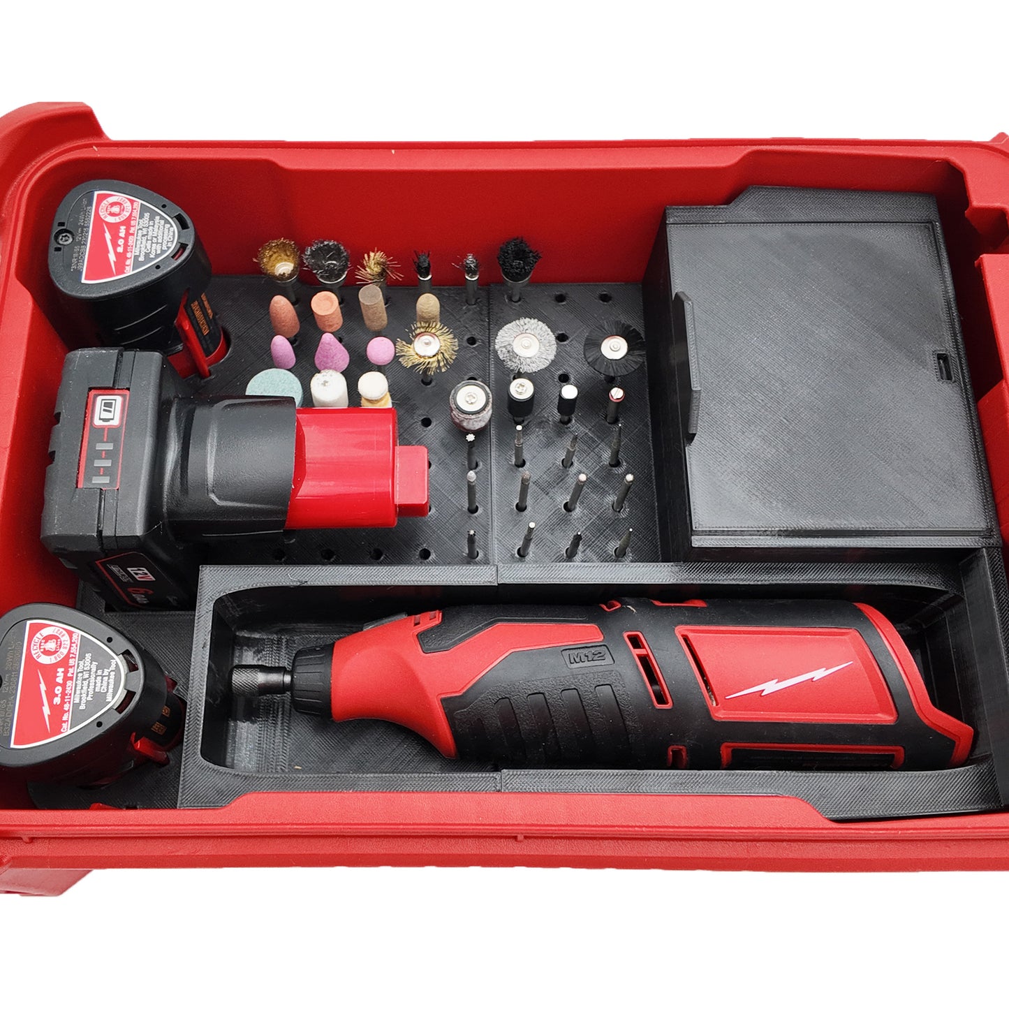 Tidy Tool Packout Insert for M12 Rotary Tool and Accessories models 2460 and 2525- Milwaukee Compact Organizer