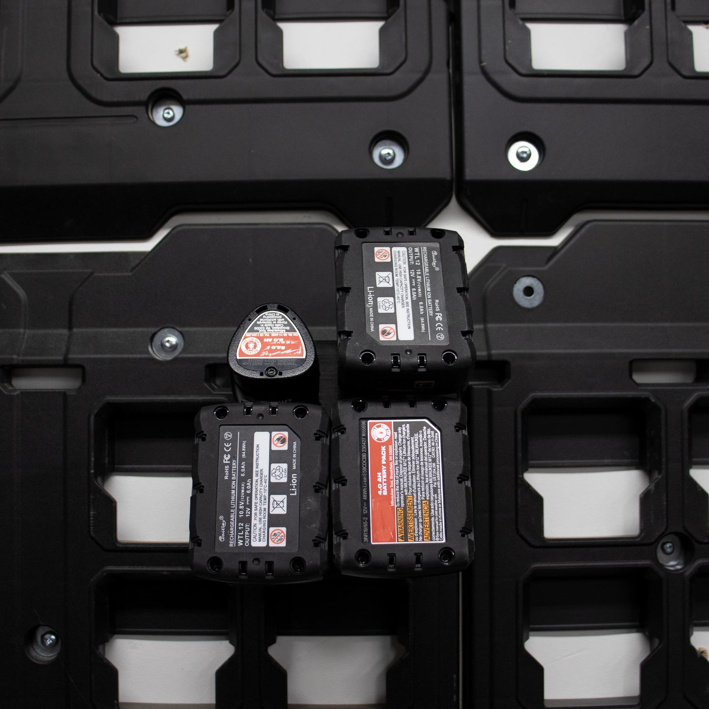 Tidy Tool M12 Battery Holder Quad Mount (Large and Small Batteries)