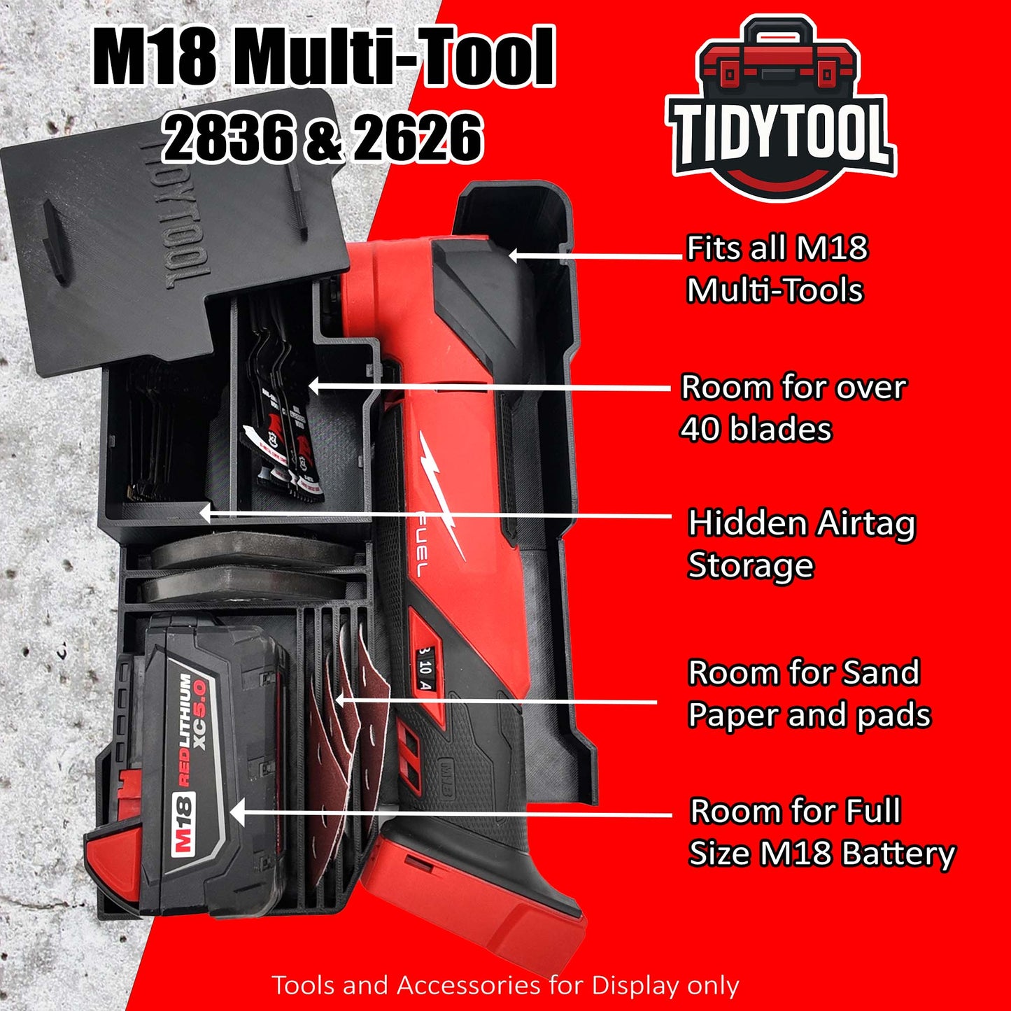 Tidy Tool Packout Insert for M18 Multi Tool Models 2836 and 2626 - Milwaukee Compact Organizer
