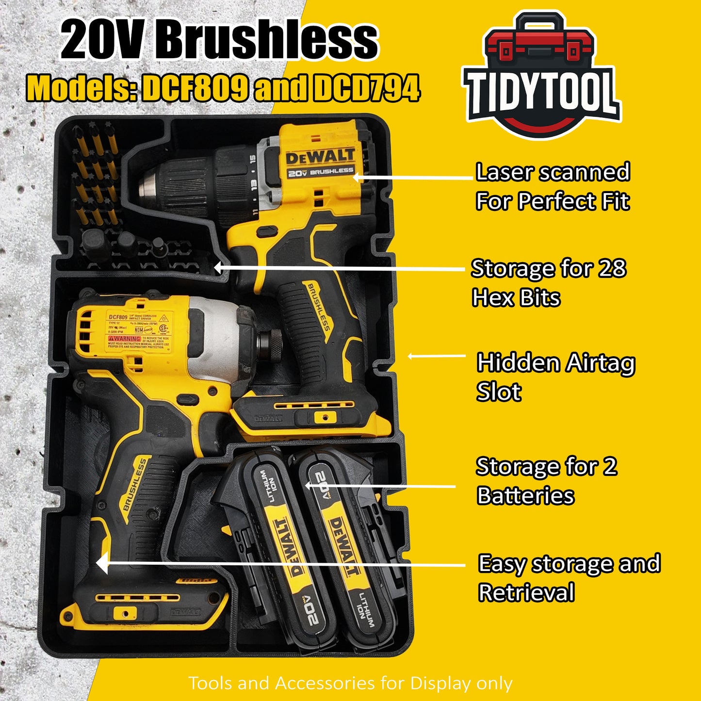 TidyTool Deep Compact Insert for 20V Brushless Drill Set (DCF809 & DCD794)