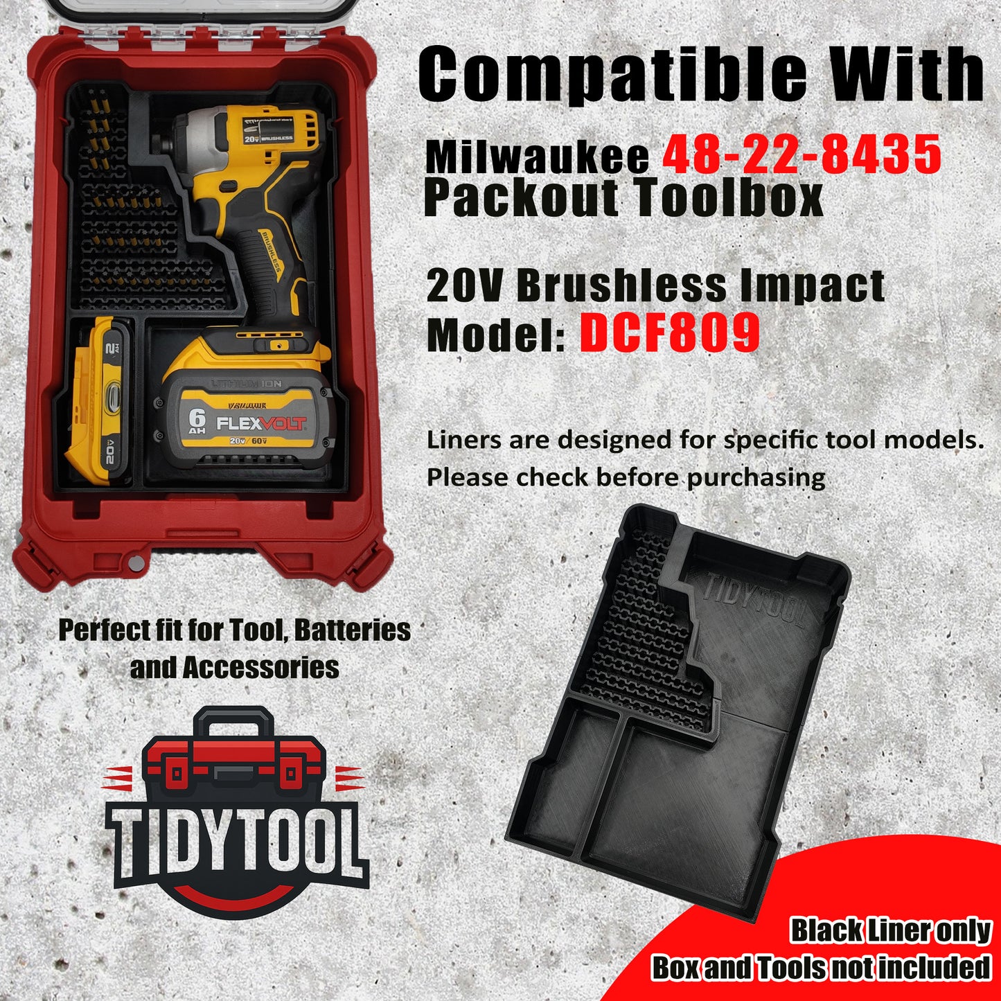 TidyTool Packout Insert for 20V Brushless Impact (DCF809)
